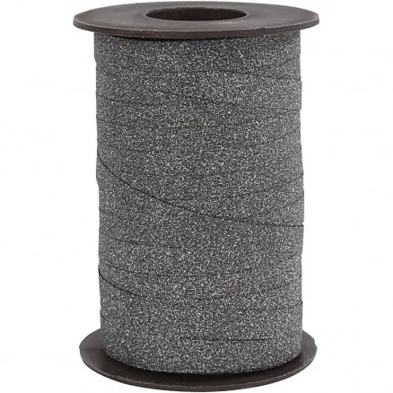 Geschenkband, schwarz, B: 10 mm, Glitzer, 100 m/ 1 Rolle.