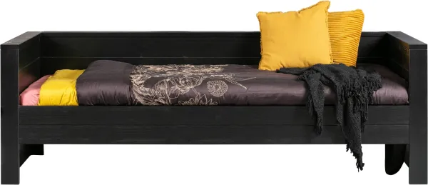 Dennis, Schlafsofa, schwarz, H73x101x219 cm, Kiefernholz