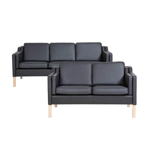 Boston Sofagarnitur 2 + 3 Pers. - Schwarzes Leder