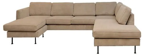 Thy Sofa mit Chaiselongue und Open-End - 305 x 210 cm - beige Samt - links