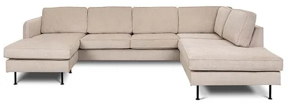 Læsø Sofa mit Chaiselongue und Open-End - 288 x 210 cm - beige Samt - linksgerichtet