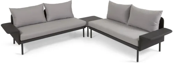 Zaltana, Outdoor-Sofagruppe, schwarz, Aluminium