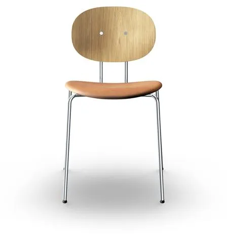 Sibast Furniture Piet Hein Esszimmerstuhl Chrom Eiche und Cognac Leder